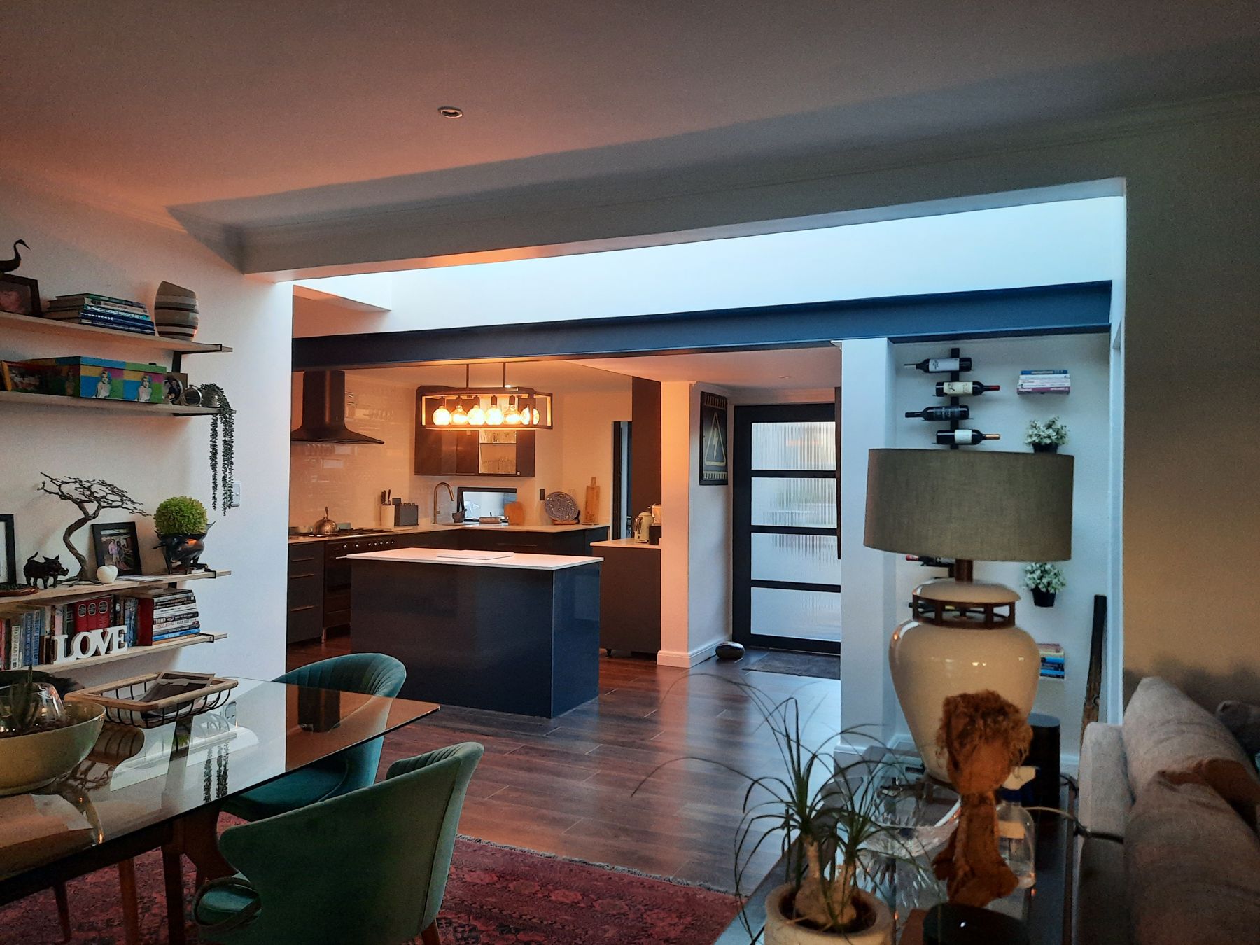 Open-plan kitchen and living room after interior alterations in Cedar Lakes